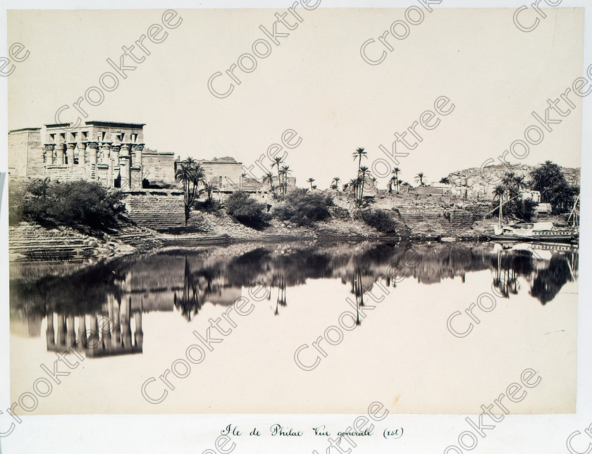 Beato Philae Temple 20JHP05 
 Philae Temple Trajan Kiosk Original Island Beato Old Photo Albumen Print River Nile Reflections, dedicated to the Goddess Isis and here photographed by Antonio Beato, a Victorian photographer around 1890 and this copy is taken from his album called The Nile 1872. 
 Keywords: Egypt, Aswan, Nubia, River Nile, Philae, Temple, Island, Isis, reflections, sailing, boat, water, history, antiquity, Egyptian, ancient, archaeology, Egyptology, landscape, Antonio Beato, Victorian, photographer, earliest, albumen, print, copy