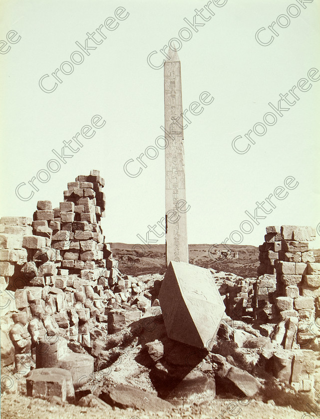 Karnak Two Obelisks 8390VQJHP 
 Karnak Temple Two Obelisks Ancient Egypt Frith Photo Albumen Print Victorian is located near Luxor City centre on the East Bank of the River Nile and it the largest religious complex on the Nile. Here showing the fallen obelisk top of Hatshepsut's southern one; the northern still stands beyond. The photo was possibly taken by Francis Frith, an English Victorian photographer around the 1880's but it is not signed. 
 Keywords: Egypt, Luxor, Thebes, River Nile, East Bank, Karnak Temple, obelisks, Hatshepsut, two, south, fallen north, standing, upright, ancient, history, archaeology, ancient, Egyptian, Egyptology, Victorian, unknown, photographer, albumen, copy, print