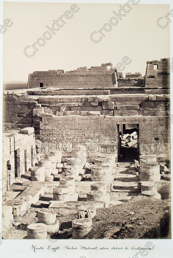 Beato Medinet Habu 10JHP05 
 Medinet Habu Hypostyle Hall Rear View Beato Old Photo Albumen Print of column bases sadly all that remains of this part of Ramasses 111 mortuary temple on West Bank of River Nile at Luxor photographed by Antonio Beato, a Victorian photographer around 1890 and this copy is taken from his album called The Nile 187 
 Keywords: Egypt, Luxor, Thebes, River Nile, West Bank, Medinet Habu, temple, upright, rear, hypostyle, hall, column, bases, ancient, history archaeology ancient Egyptian Egyptology, Antonio Beato, Victorian, 1890, photographer, albumen, print, copy