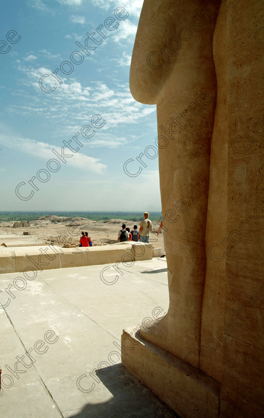 Hatshepsut Temple EG02134JHP 
 Hatshepsut Ancient Egyptian Luxor River Nile Temple Vista Statue Queen from the Upper or central court was opened again in 2002 and makes the visit to this magificent temple almost complete except that entrance into the burial chmaber itself is restricted but looking back to the River Nile and West Bank gives a vision of the majesty of this setting. This magnificent mortuary temple is located on the West Bank of the River Nile at Luxor at an area called Deir el-Bahri and built into the base of the cliffs of the Theban Hill behind which are branches of the Valley of the Kings. 
 Keywords: Egypt, Luxor, Thebes, Theban, West Bank, Deir el-Bahri, el-Bahari, Dayr, Hatshepsut, mortuary, Temple, upright, upper, central, court, view, statues, archaeology, ancient, Egyptian, history, Egyptology, Consort, Queen, Pharaoh, Royal, ruler, woman, columns, hall