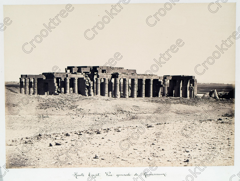 Beato Ramasseum 11JHP05 
 Ramasseum Hypostyle Hall Egypt Beato Old Photo Albumen Victorian Print viewed from the south west corner situated on the West Bank of River Nile at Luxor photographed by Antonio Beato, a Victorian photographer around 1890 and this copy is taken from his album called The Nile 1872. It is little changed from the modern situation as seen in identical viewpoints in the Ramasseum Gallery. 
 Keywords: Egypt, Luxor, Ramasseum, Temple, Thebes, River Nile, ancient, archaeology, ancient, Egyptian, Egyptology, Ramses 11, Ramasses, Ramesses, Osiride, Antonio Beato, Victorian, 1890, photographer, albumen, print, copy, old, photos, earliest, Belzoni, Shelley, Ozymandias, colossus, torso, pylon