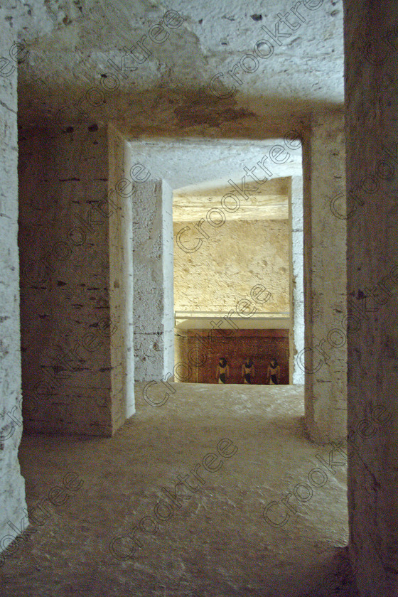 Valley Kings EG0213064jhp 
 Egypt Valley Kings Luxor Thutmosis Tomb KV43 burial chamber interior in the Valley of the Kings on the West Bank of the River Nile at Luxor which was robbed in antiquity and later restored by Horemheb through his official Maya. In the Tomb-Chamber is a red granite sarcophagus with still very brilliant colourful decoration as illustrated in the photo of the Goddess Nephthys.
Thanks to the capability of the modern digital camera and adjustments in Photoshop reasonably accurate colours can be exhibited of tomb paintings lit by low level artificial light when tripods and flash are not allowed such as the head of Anubis. This was taken before the current ban on tomb photography was introduced when you could purchase a ticket to photograph in two tombs in 2002. Unfortunately most of the photos of the painting had to be taken through Perspex which diminishes their quality as it obvious in several cases. 
 Keywords: Egypt, Luxor, West Bank, Thebes, Theban, Valley Kings, pharaoh, Tuthmosis, Thutmose, 1V, tomb, KV43, upright, Anubis, Hathor, jackal, head, painting, colourful, colorful, colours, colors, black, yellow, white, necklace, bright, ancient, Egyptian, archaeology, Egyptology, hieroglyphs, hieratic, writing, Maya, restoration, text, death, burial, Nut, nightsky, mythology, afterlife, sarcophagus, Nephthys, out-stretched, granite, chamber, antechamber, interiors, austere, undecorated, columns, stars, ceiling, history, hieroglyphs