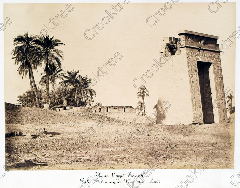 Beato Karnak South Gate 37JHP05 
 Karnak South Gate Egyptian Khonsu Temple Beato Old Photograph Albumen Print leading down an Avenue of Sphinxes to the Precinct of Mut. The photograph was taken by Antonio Beato around 1870 for his album of albumen prints entitled The Nile 1872. 
 Keywords: Egypt, Luxor, Thebes, River Nile, East Bank, Karnak Temple, entrance, landscape, Khonus, south, gate, hypostyle hall, columns, ancient, history, archaeology, ancient, Egyptian, Egyptology, Antonio Beato, Victorian, 1890, photographer, albumen, copy, print